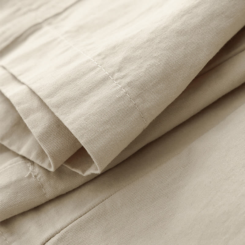 Spring Commute Solid Color High Waist Women's Wide Leg Cotton Linen Pants With Pockets