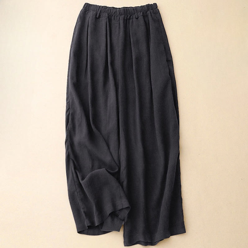 Breathable Cotton Wide-Leg Meditation Pants with Pockets