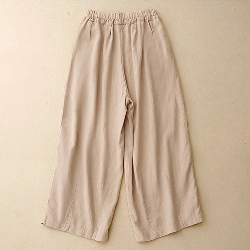 Breathable Cotton Wide-Leg Meditation Pants with Pockets