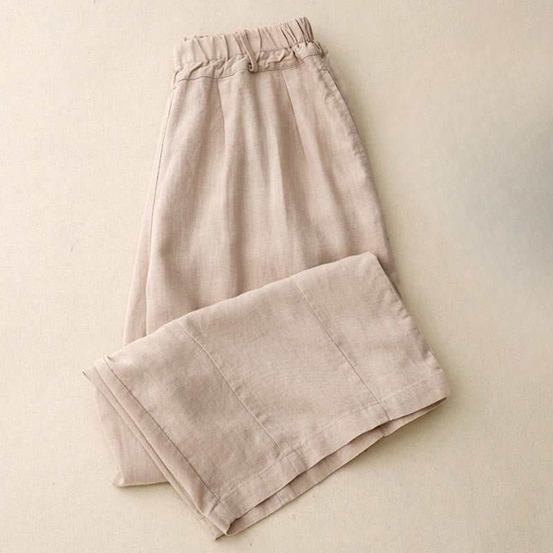 Breathable Cotton Wide-Leg Meditation Pants with Pockets
