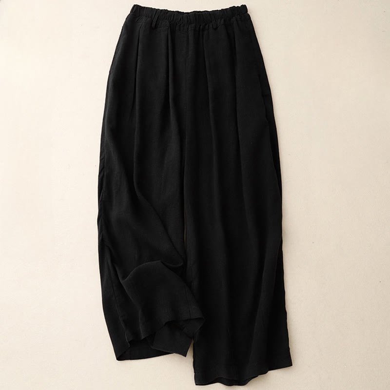 Breathable Cotton Wide-Leg Meditation Pants with Pockets