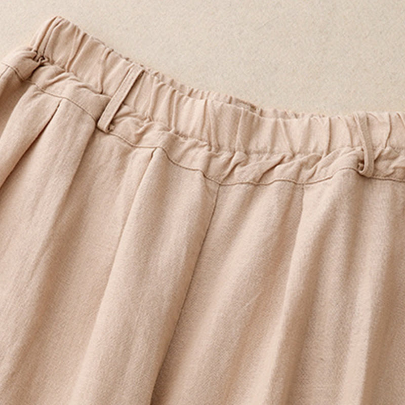 Breathable Cotton Wide-Leg Meditation Pants with Pockets