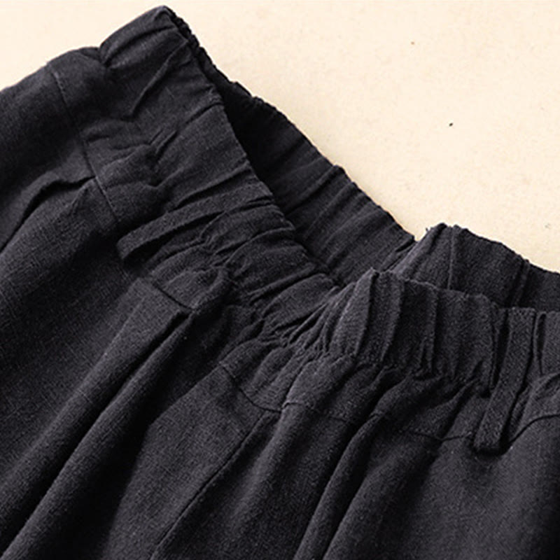 Breathable Cotton Wide-Leg Meditation Pants with Pockets