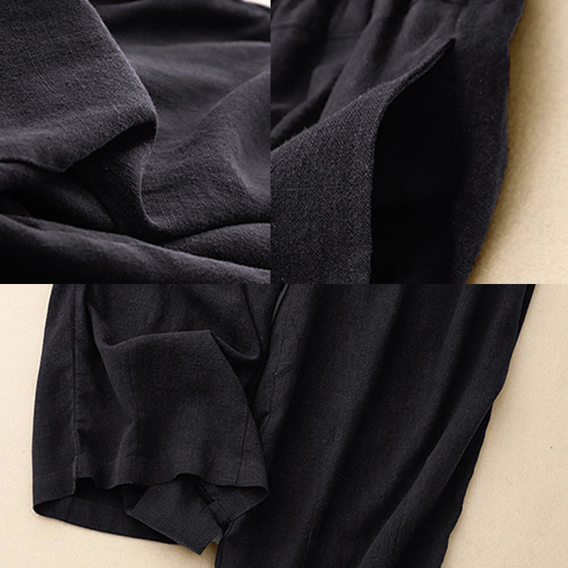 Breathable Cotton Wide-Leg Meditation Pants with Pockets