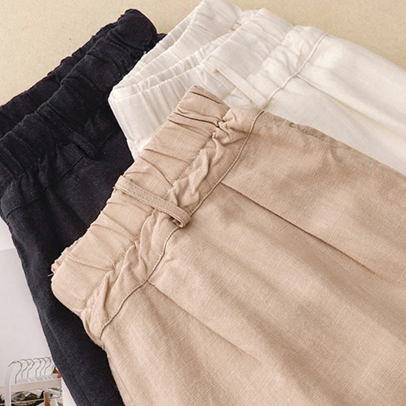 Breathable Cotton Wide-Leg Meditation Pants with Pockets