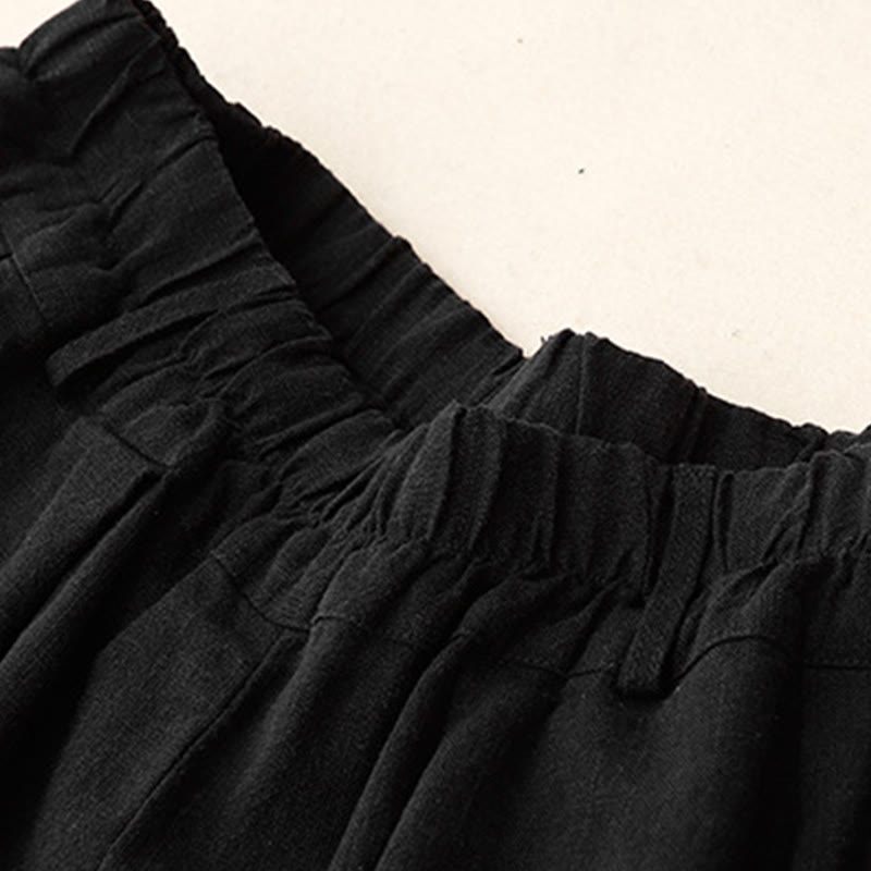 Breathable Cotton Wide-Leg Meditation Pants with Pockets