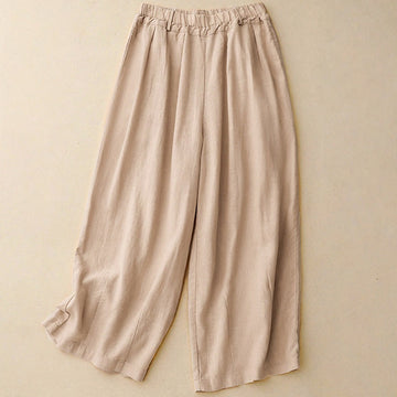 Breathable Cotton Wide-Leg Meditation Pants with Pockets