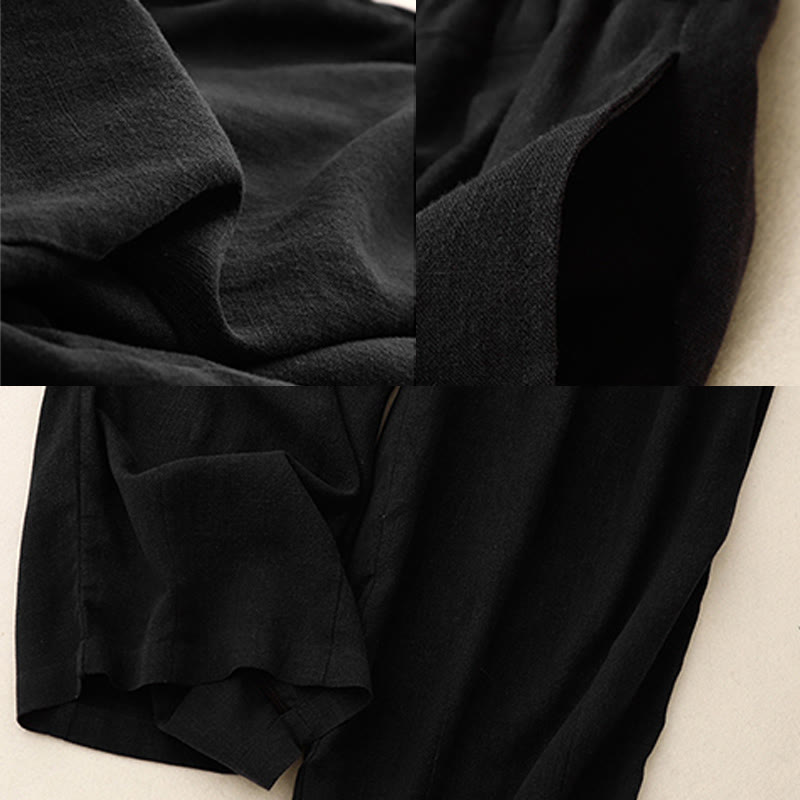 Breathable Cotton Wide-Leg Meditation Pants with Pockets