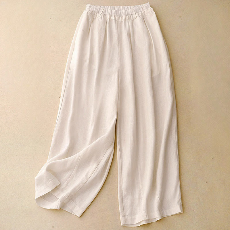 Breathable Cotton Wide-Leg Meditation Pants with Pockets