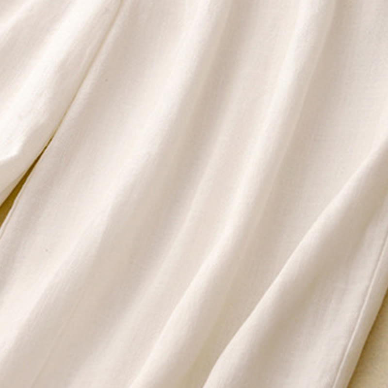 Breathable Cotton Wide-Leg Meditation Pants with Pockets