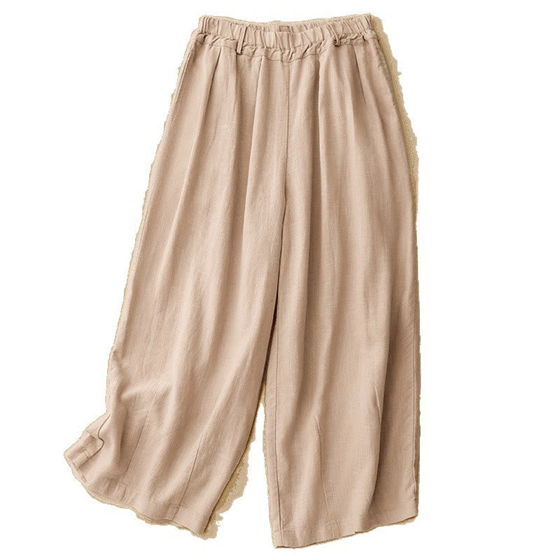 Breathable Cotton Wide-Leg Meditation Pants with Pockets