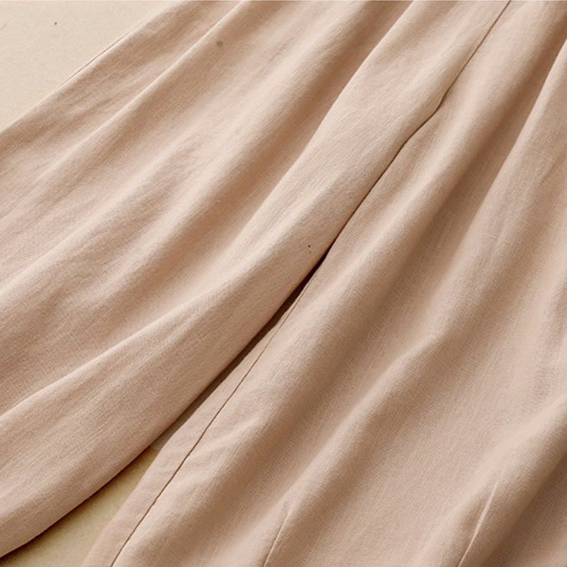 Breathable Cotton Wide-Leg Meditation Pants with Pockets