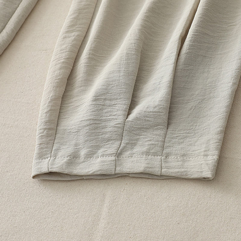 Tactile Cotton Linen Frog-Button Cropped Harem Meditation Pants