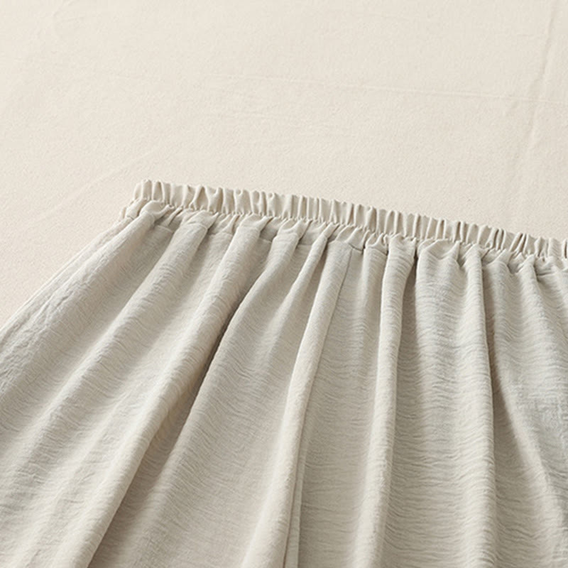 Tactile Cotton Linen Frog-Button Cropped Harem Meditation Pants