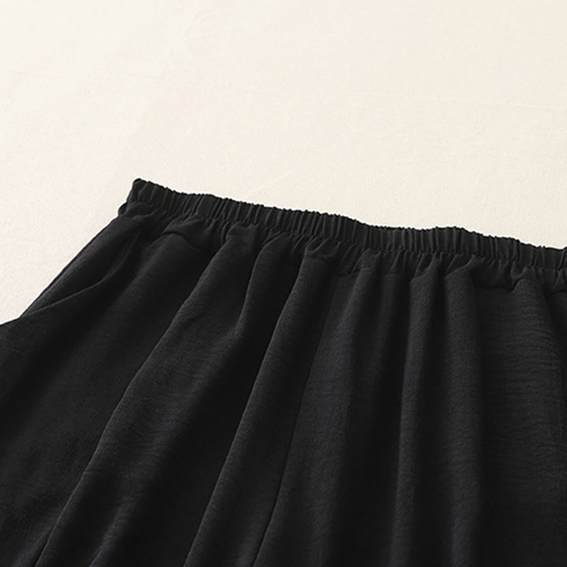 Tactile Cotton Linen Frog-Button Cropped Harem Meditation Pants