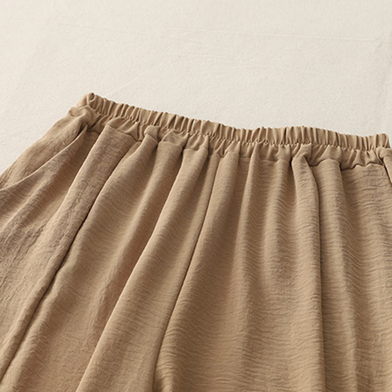 Tactile Cotton Linen Frog-Button Cropped Harem Meditation Pants