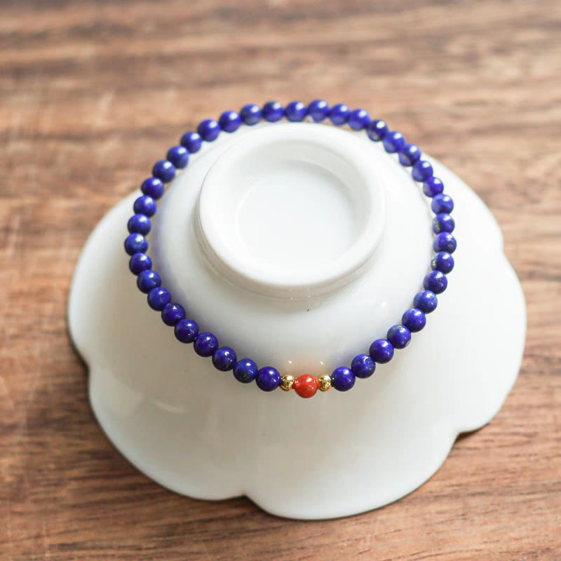 Ultra-Thin Lapis Lazuli and Cinnabar Small Bead Minimalist Bracelet