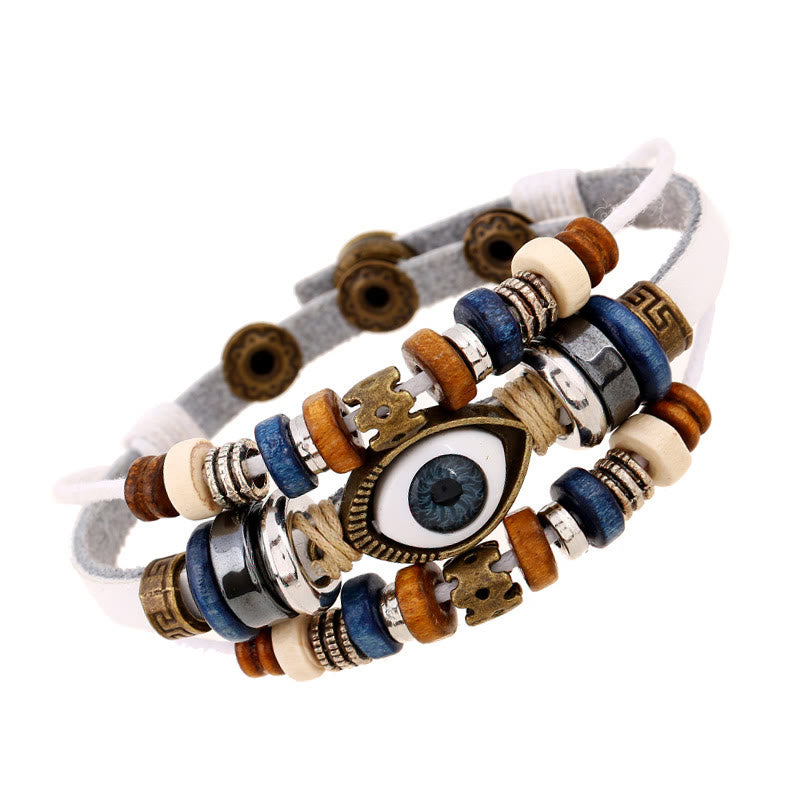 Tibetan Evil Eye Leather Adjustable Protection Bracelet