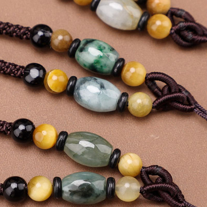 Copper Brass Fu Character Luck Fortune Rope Necklace Pendant