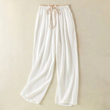 Tactile Cotton Linen Straight-Leg Mindful Movement Pants