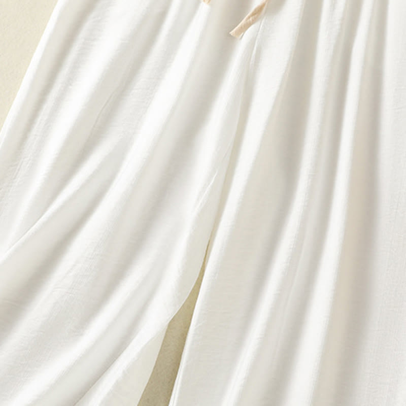 Tactile Cotton Linen Straight-Leg Mindful Movement Pants