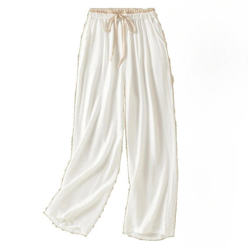 Tactile Cotton Linen Straight-Leg Mindful Movement Pants