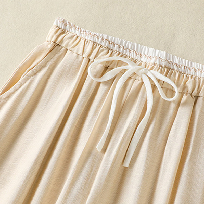Tactile Cotton Linen Straight-Leg Mindful Movement Pants