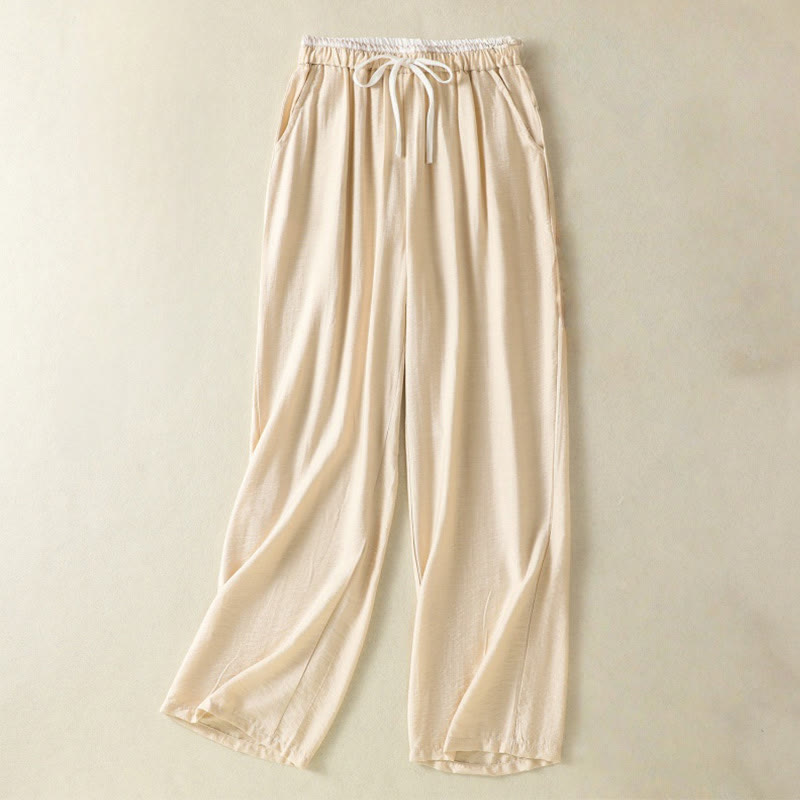 Tactile Cotton Linen Straight-Leg Mindful Movement Pants