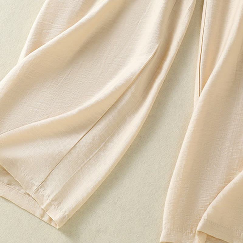 Tactile Cotton Linen Straight-Leg Mindful Movement Pants