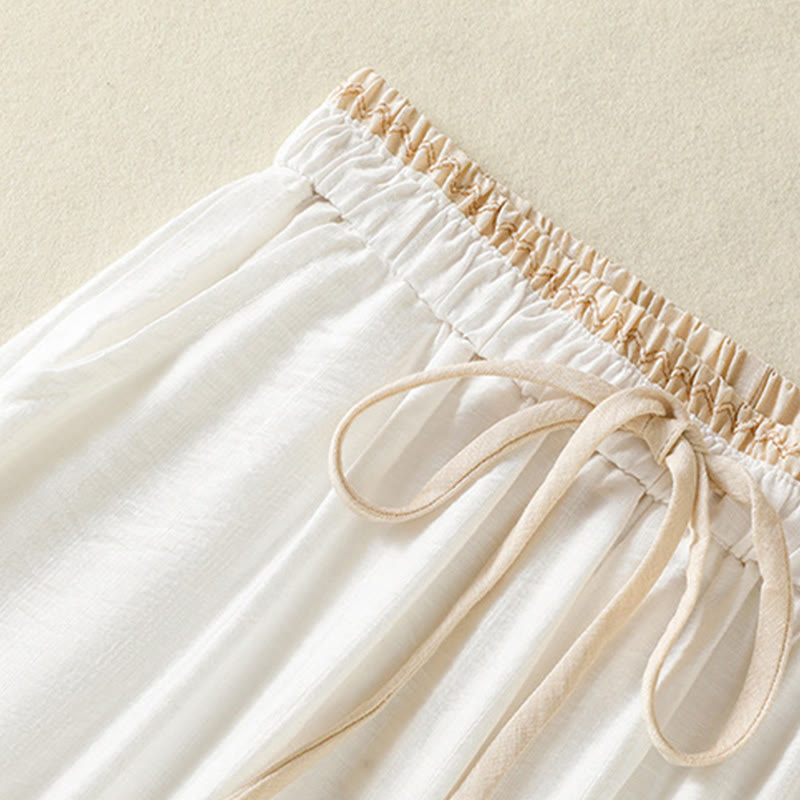 Tactile Cotton Linen Straight-Leg Mindful Movement Pants