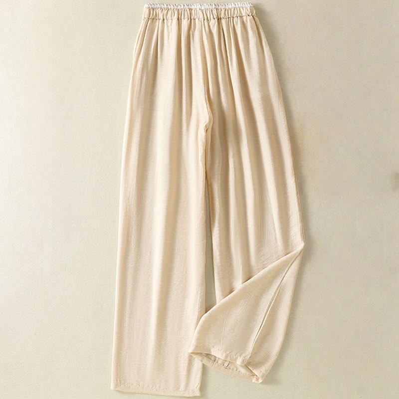 Tactile Cotton Linen Straight-Leg Mindful Movement Pants