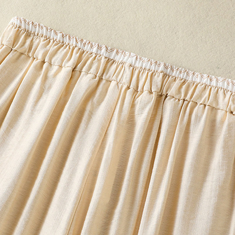 Tactile Cotton Linen Straight-Leg Mindful Movement Pants