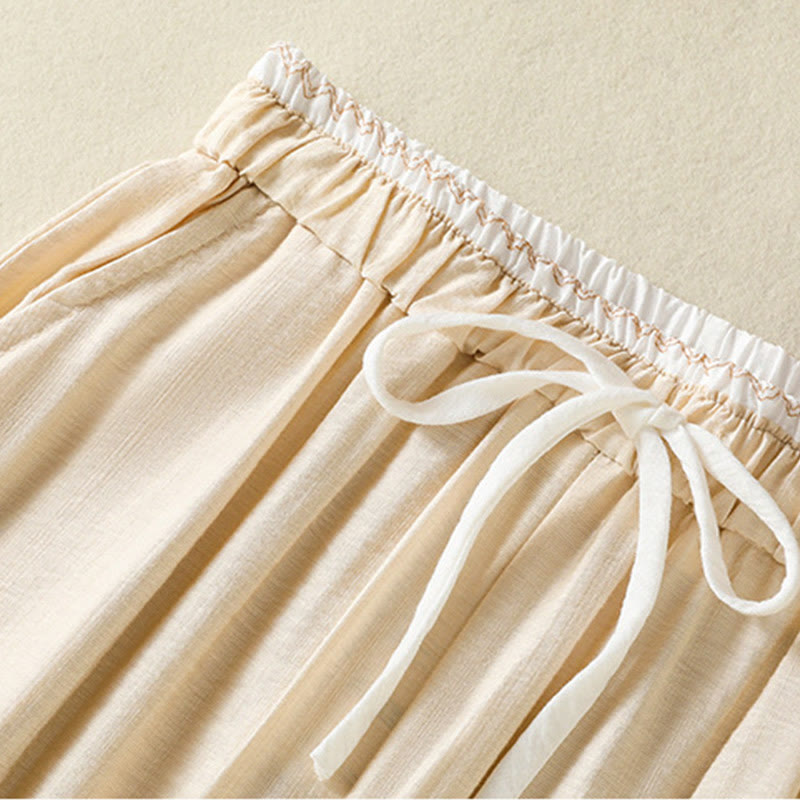 Tactile Cotton Linen Straight-Leg Mindful Movement Pants