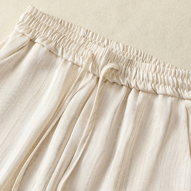 Linear Textured Straight-Leg Meditation Pants