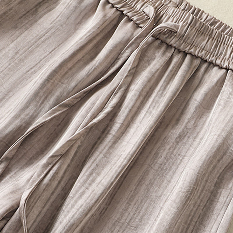 Linear Textured Straight-Leg Meditation Pants