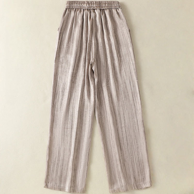 Linear Textured Straight-Leg Meditation Pants