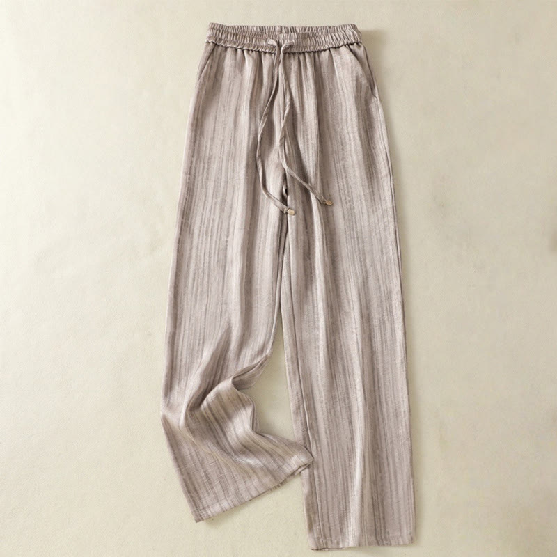 Linear Textured Straight-Leg Meditation Pants