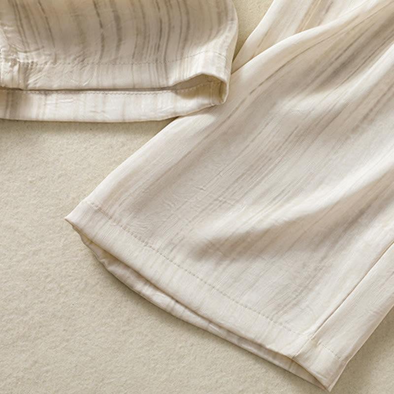 Linear Textured Straight-Leg Meditation Pants