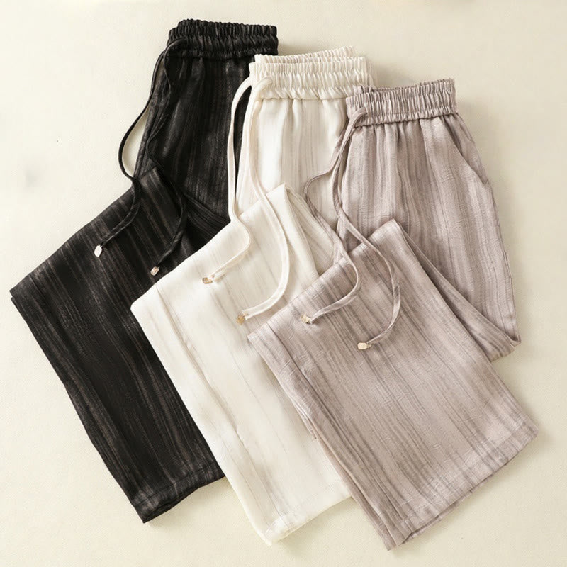 Linear Textured Straight-Leg Meditation Pants