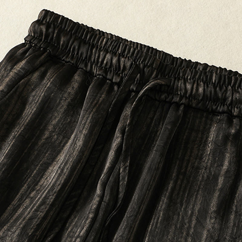 Linear Textured Straight-Leg Meditation Pants