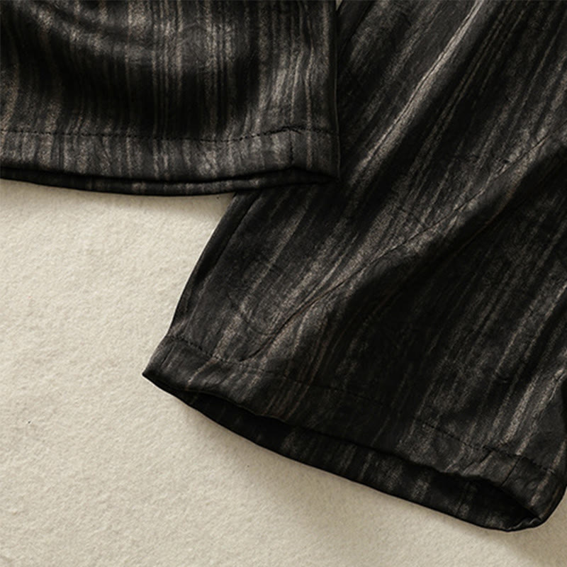 Linear Textured Straight-Leg Meditation Pants