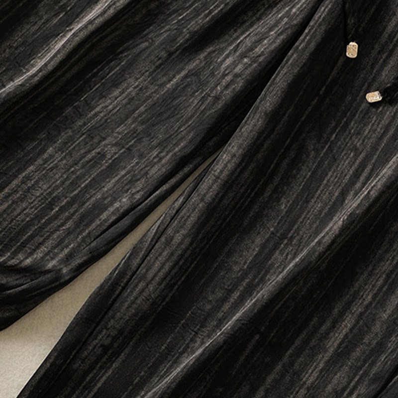 Linear Textured Straight-Leg Meditation Pants