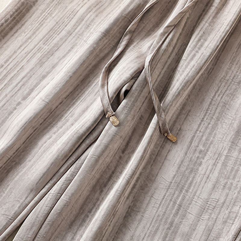 Linear Textured Straight-Leg Meditation Pants