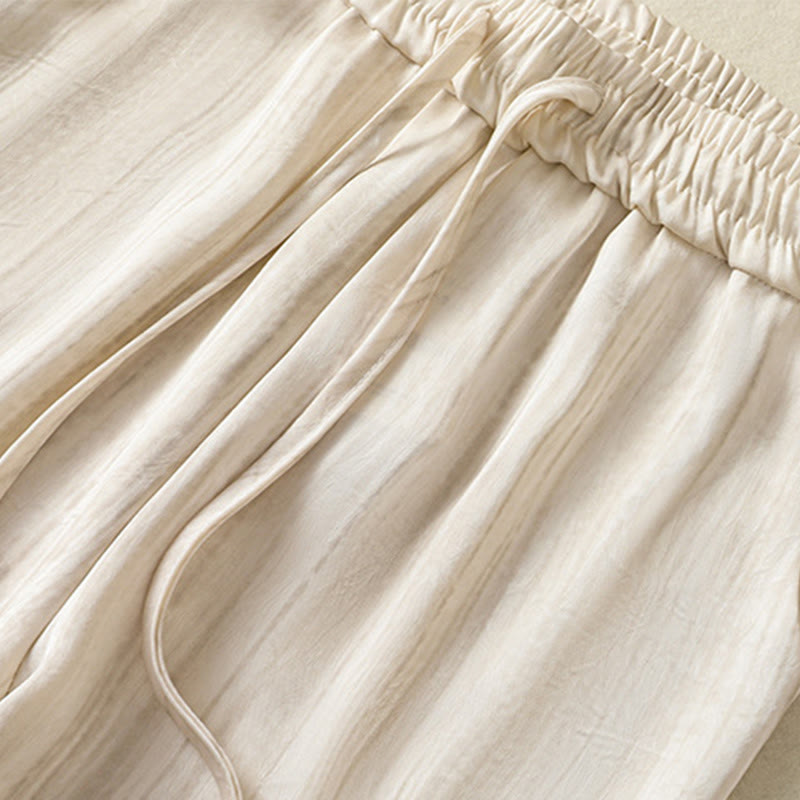 Linear Textured Straight-Leg Meditation Pants
