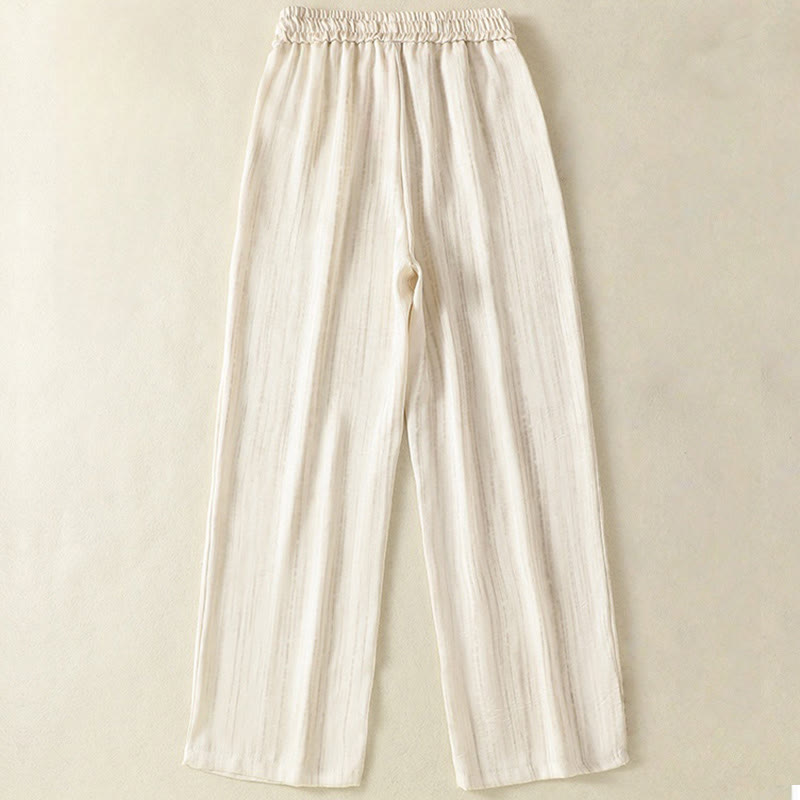 Linear Textured Straight-Leg Meditation Pants