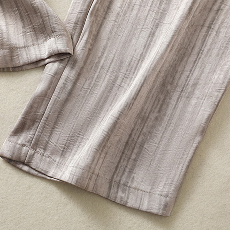 Linear Textured Straight-Leg Meditation Pants