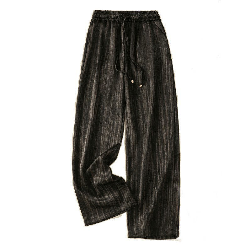 Linear Textured Straight-Leg Meditation Pants