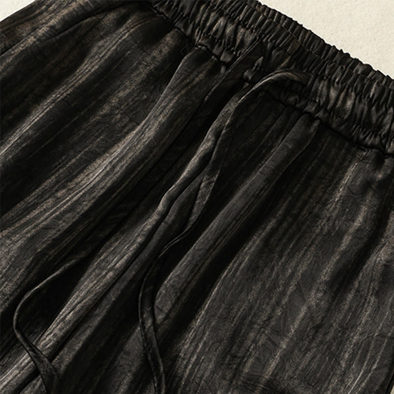 Linear Textured Straight-Leg Meditation Pants