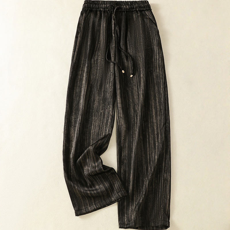Linear Textured Straight-Leg Meditation Pants