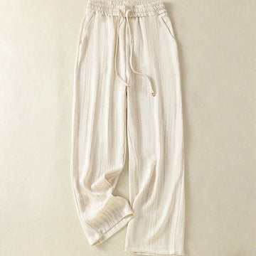 Linear Textured Straight-Leg Meditation Pants